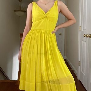 Yellow Pleated Midi Dress with Vintage Look by JCREW